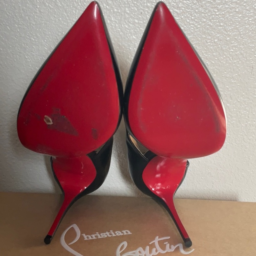New in Box- Christian Louboutin Sharpeta 100 Nappa Shiny Black Stilettos - Picture 5 of 6